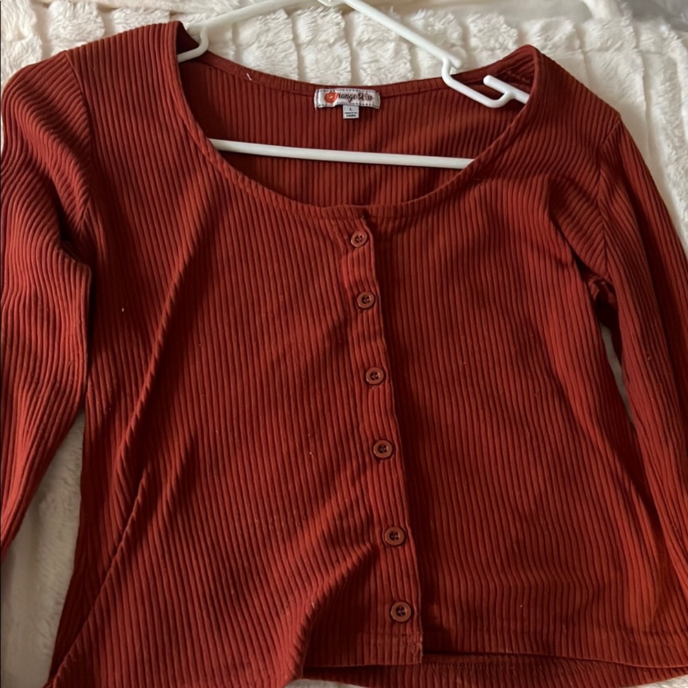 Women's Rust Button-Up Top